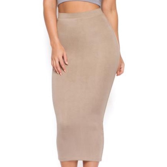 Oh Polly Skirts | Oh Polly Nude Midi Skirt Fits Sm | Poshmark